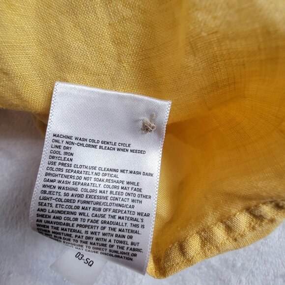 Uniqlo Womens Yellow Button-Up Long Sleeve Linen Shirt Small Casual Lightweight - Picture 5 of 8